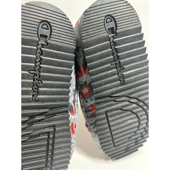 Men's Champion University Slippers 'Tie Dye Black Scarlet' CP101331M Men’s Sz 9 - Picture 5 of 8